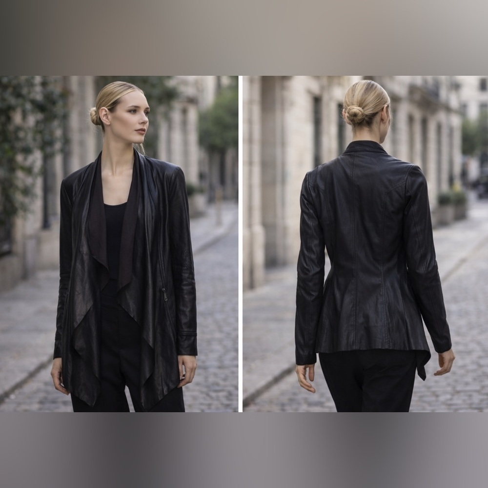 Vakko sport faux leather open front jacket size XS